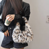 Winter Leopard Print Fluffy Handbag