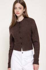 Round Neck Button Down Sweater Cardigan