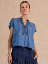 Chambray Boxy Cropped Top