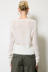 Lace Trim V Neck Knit Cardigan