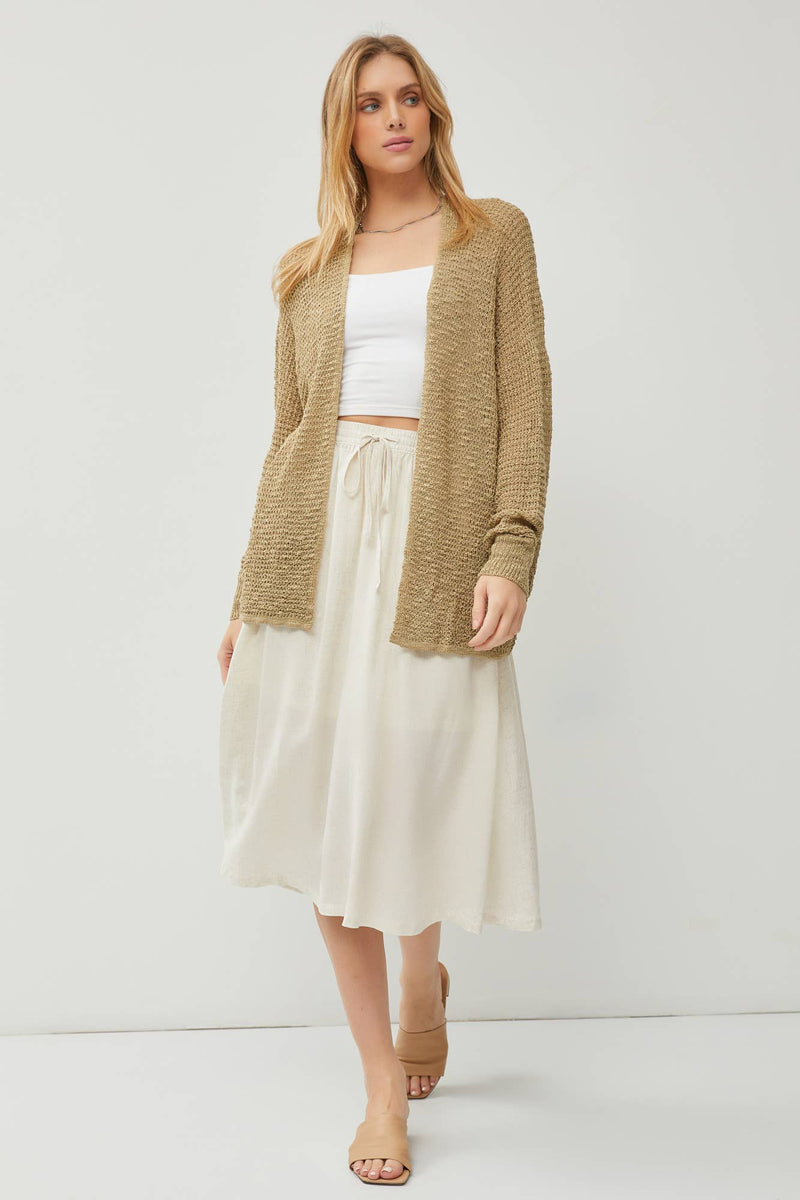 OPEN FRONT  CARDIGAN: Natural / ML