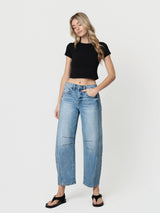 High Rise Dart Structured Barrel Pant