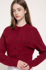 Long Sleeve Round Neck Button Down Sweater Cardigan: GRN-dark green / L