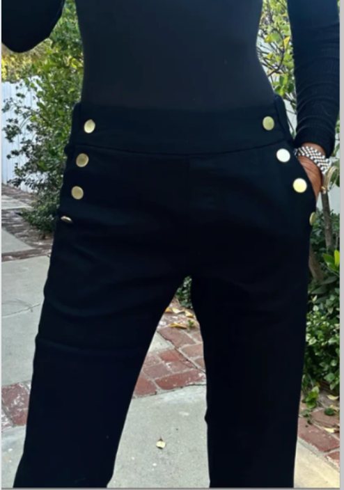 Black trouser with gold buttons