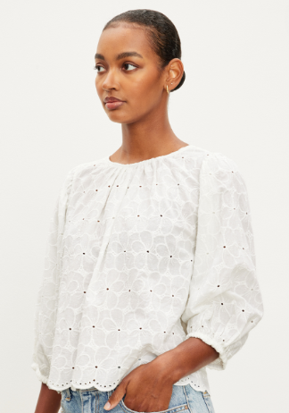 Short Sleeve Embroidered Flower top