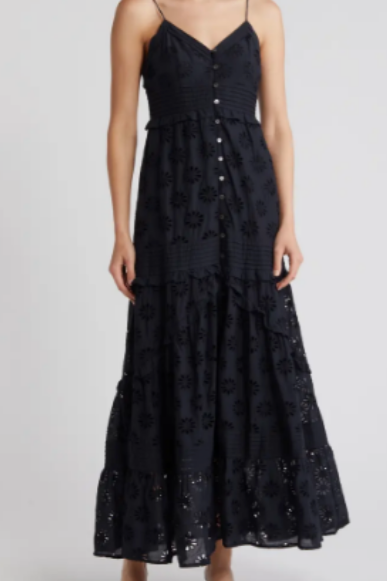 Eyelet dress in black