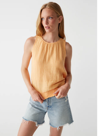 Tie neck gauze tank