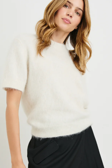 Short Sleeve Fluffy Sweater