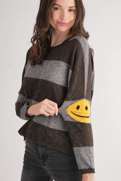 Happy Face Striped Sweater