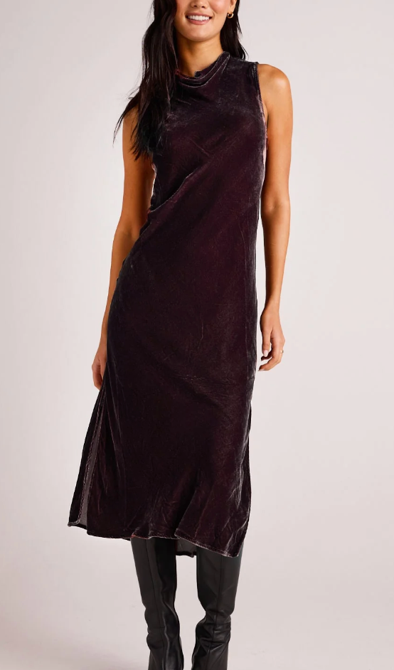 Mock neck Velvet Halter dress