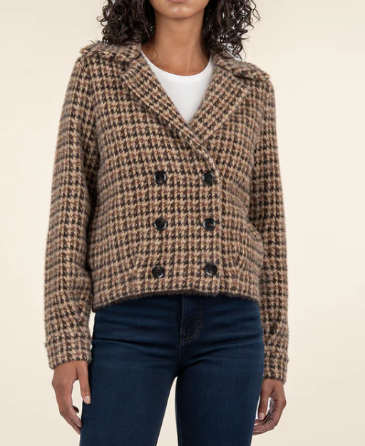 Fuzzy houndstooth jacket