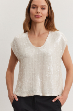 Cap Sleeve Sequin Top