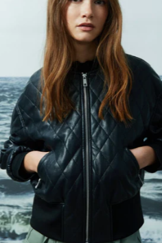 Black Satin Bomber Jacket