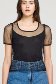 Tulle Puff Sleeve Top