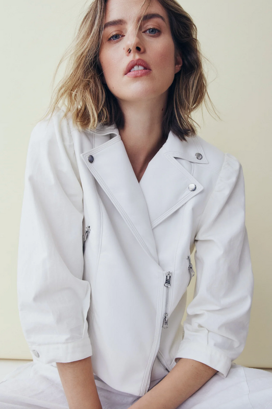 Faux leather 3/4 sleeve jacket