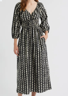 Print 3/4 Sleeve cotton dress