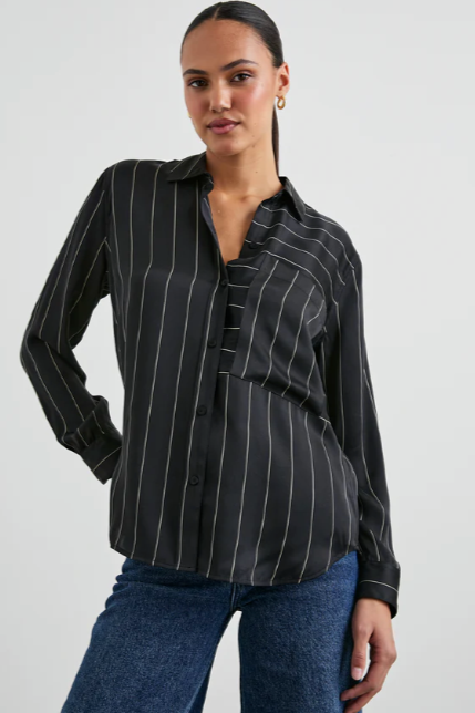 Ink Stripe Silk Blouse