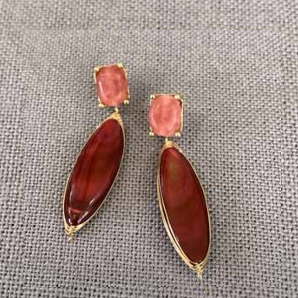 Red Agate Drop Earrings