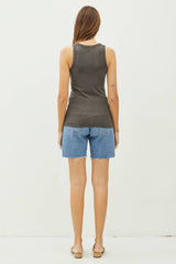 Taupe Ribbed Tank Top
