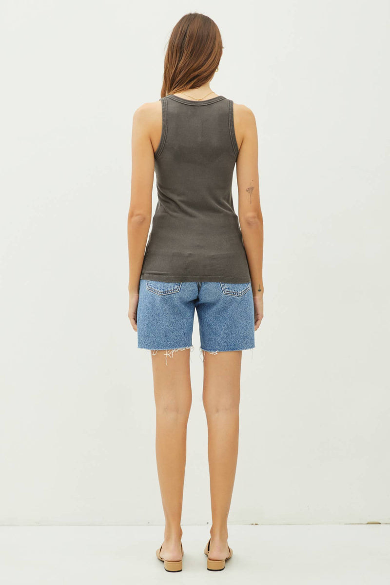 Taupe Ribbed Tank Top