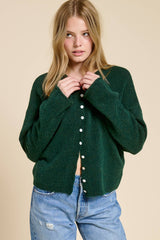 Essential Button Down Cardigan Top Black