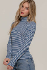 Stripe Long Sleeve Turtle Neck