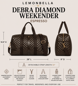 Diamond Quilted Weekender Duffel Bag | Espresso