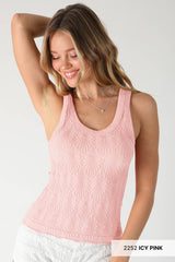 Reversible Lace Textured Tank Olive