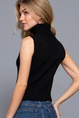 Sleeveless Turtle Neck Sweater Top IVORY
