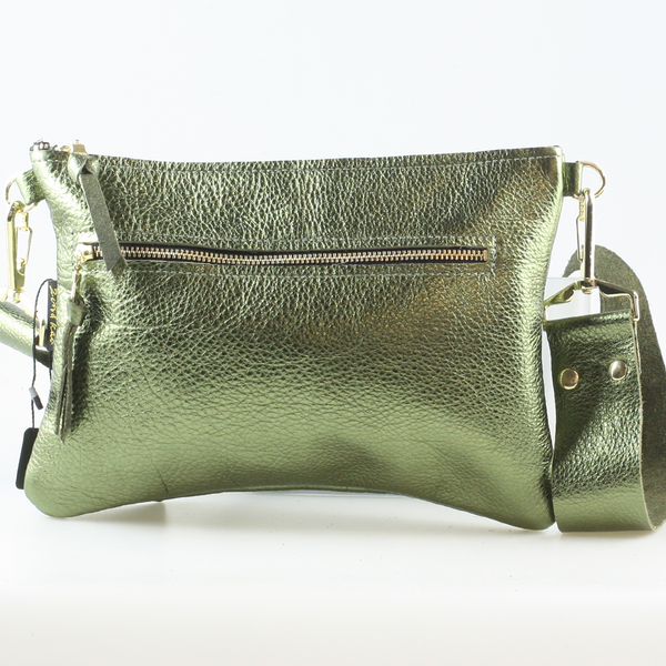 The Metallic Rita Crossbody and Hipbag: Pewter