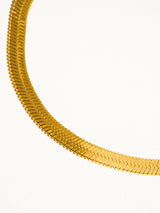 18K Gold Non-Tarnish Flat Snake Chain Necklace & Bracelet: Yellow Gold / Stella Bracelet