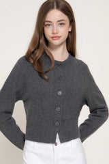 Round Neck Button Down Sweater Cardigan