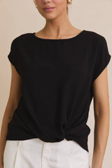 Side Twist Hem Short Sleeve Round Neck
