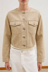 Washed Cotton Cropped Utility Jacket: