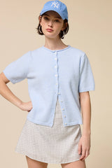 Short Sleeve Button Down Cardigan Mocha