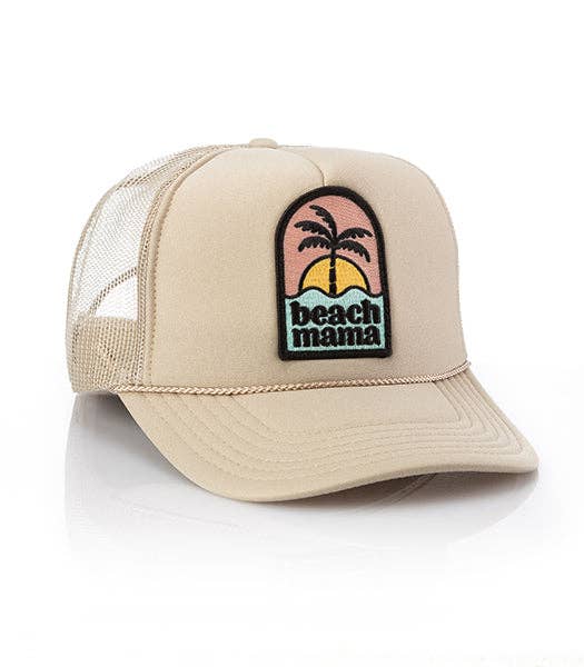 Beach Mama Patch Trucker Hat: Black