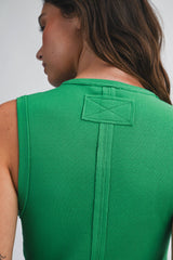 8489HK Ribbed V-Neck Tank Top: Matcha / Contemporary / M