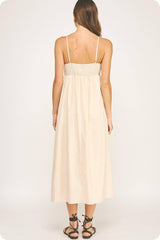 Top Stitch Bustier Linen Midi