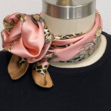 Wrapables Women's Satin Square Scarf, 26.5 x 26.5 Inch Neckerchief, Pink Insignia