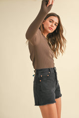 Long Sleeve ribbed coffee top