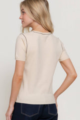 Short Sleeve Round Neck Knit Top