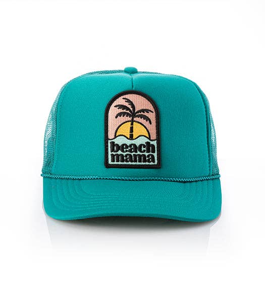 Beach Mama Patch Trucker Hat: Black