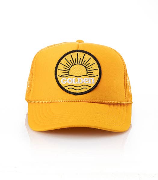Golden Patch Trucker Hat: Black