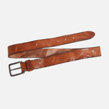 Brown Silver Buckle Classic Casual Rugged Leather Belt