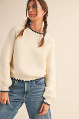 Ivory blanket stitch Sweater