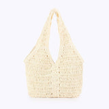 Knotted Handle Woven Shoulder Bag: CAMEL / One Size