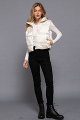 High Neck Zip Up Vest: IVY-ivory / L