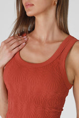 NS8458 - Reversible Lace Textured Tank Top: 6 Black