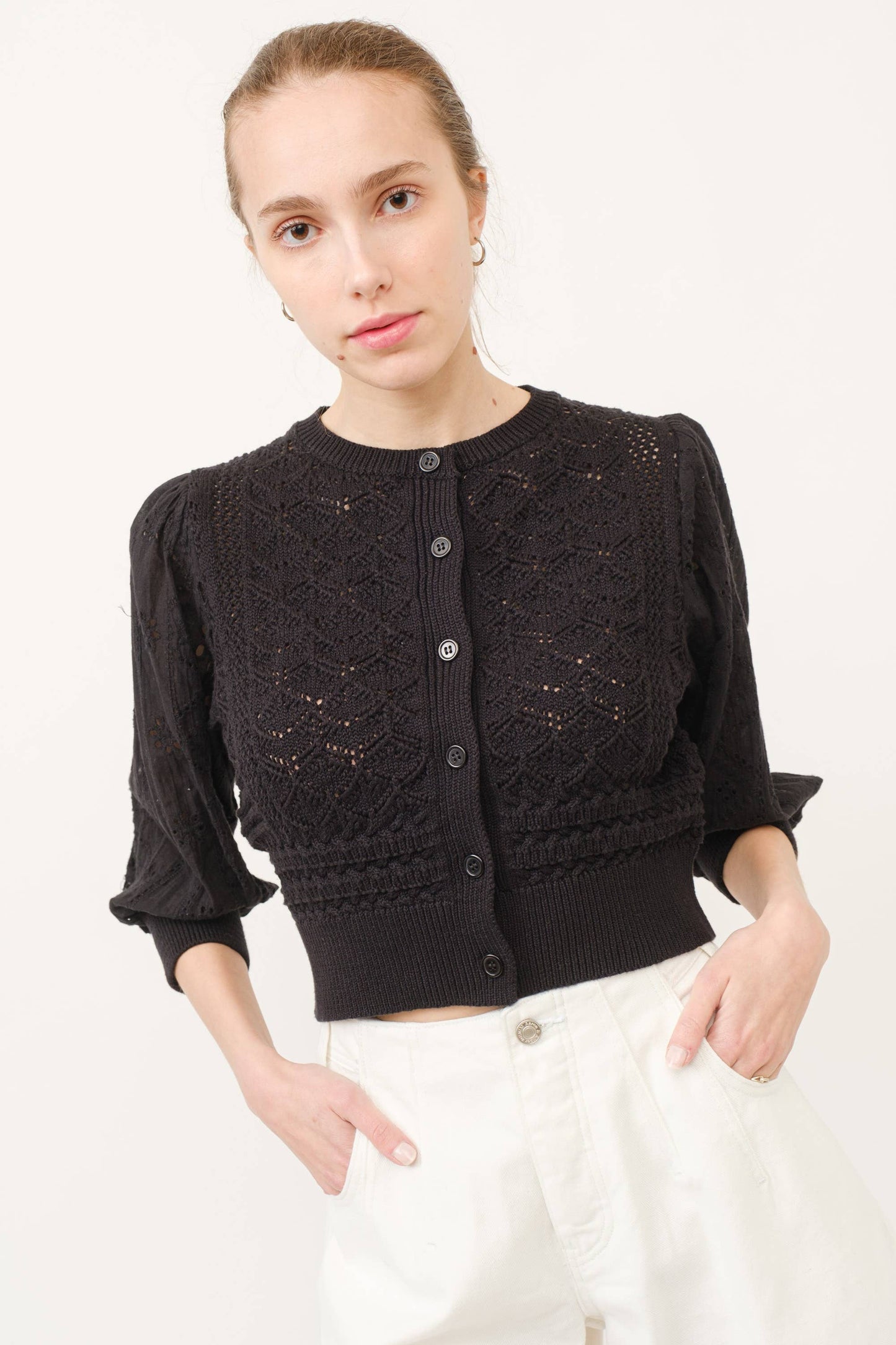 3/4 sleeve cardigan cream