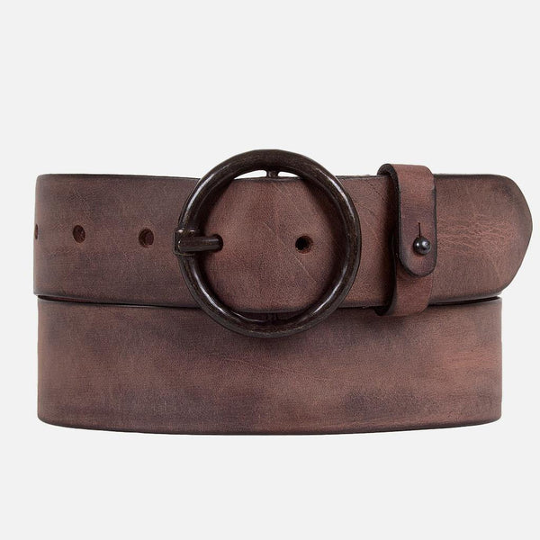 Vintage Round Buckle Leather Belt